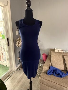 Hot Kiss Sleeveless Navy Midi Bodycon Dress